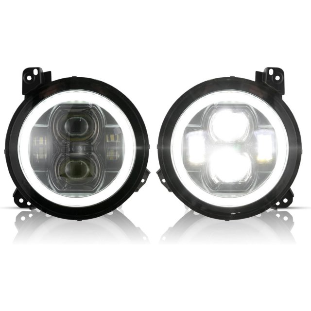 9" ROUND LED HEADLIGHT REPLACEMENTS w/ HALO DRL BOARDS main image